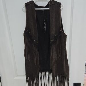 Brown Suede Fringe Vest